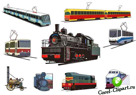 Клипарты - поезда и трамваи
