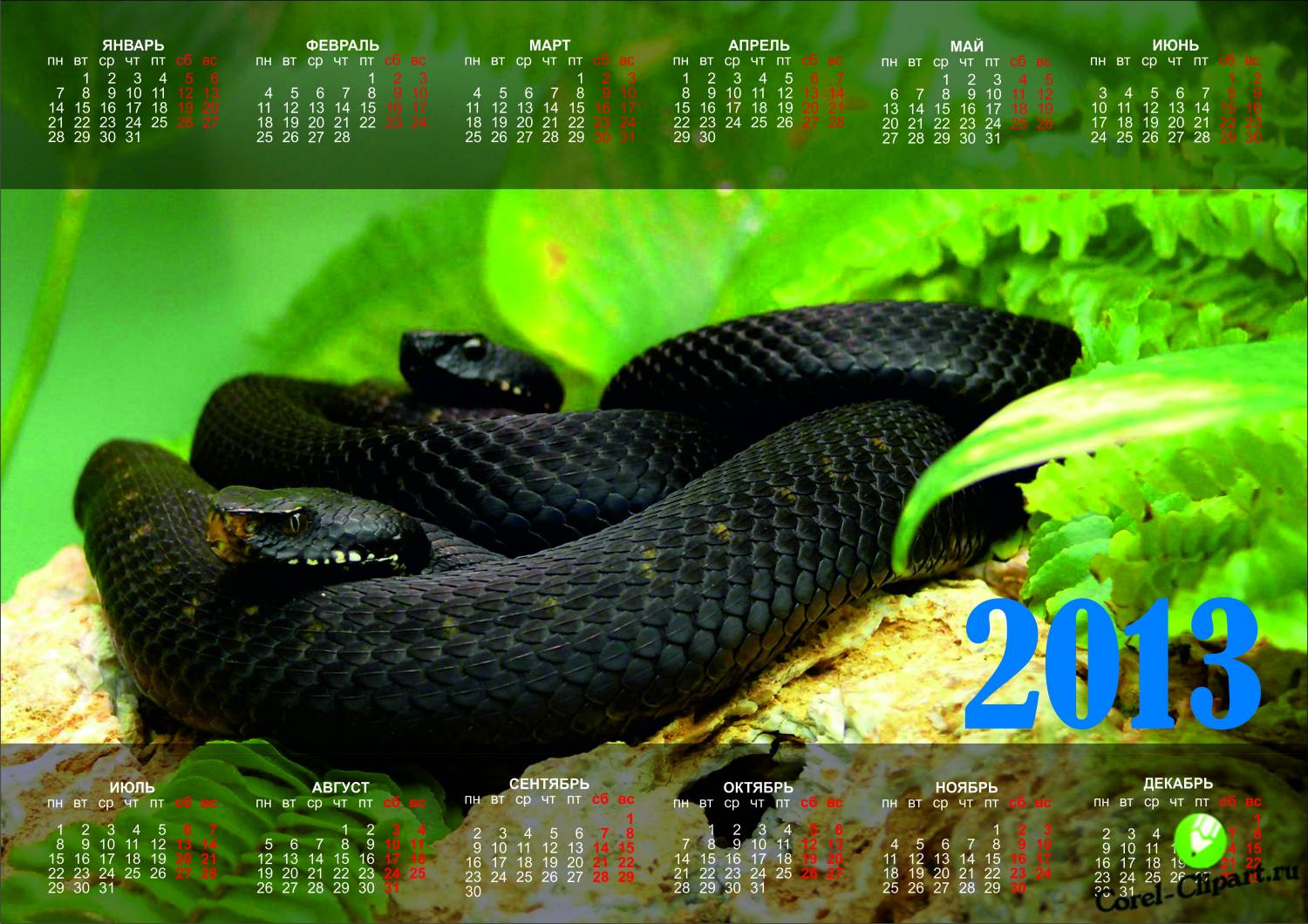 Макет календаря на 2013 год в векторе