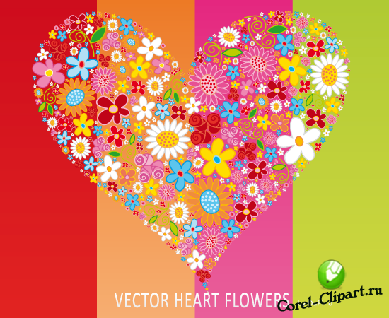 Оригинальная валентинка - сердце из цветов в векторе
