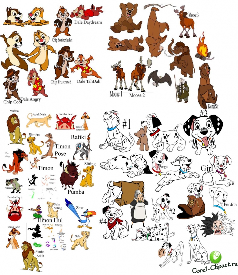 900 персонажей мультфильмов  в векторе