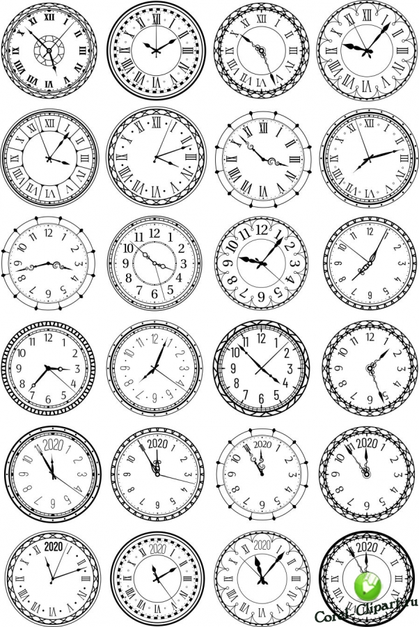 Часы, Циферблаты в векторе
