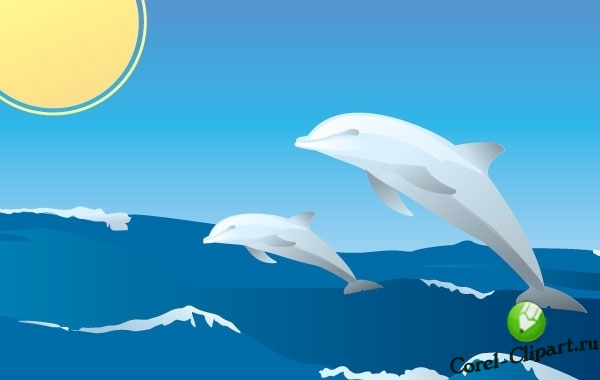 Веселые дельфины в векторе