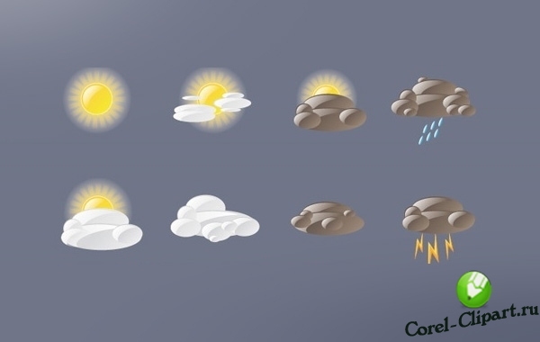 Коллекция иконок погоды в векторе