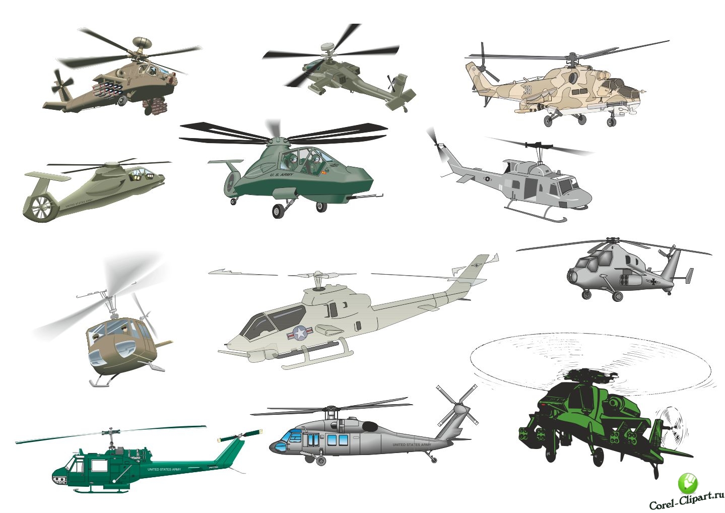 Вертолёты, военный клипарт
