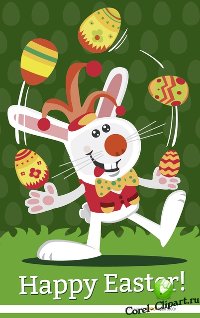 Кролик жонглирующий пасхальными яйцами в векторе
