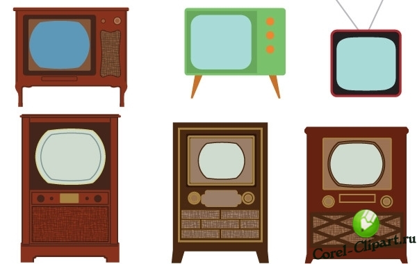 Старинные телевизоры в векторе