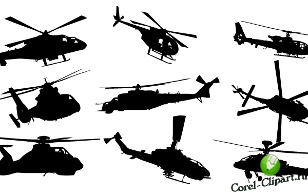 Силуэты вертолетов в векторе