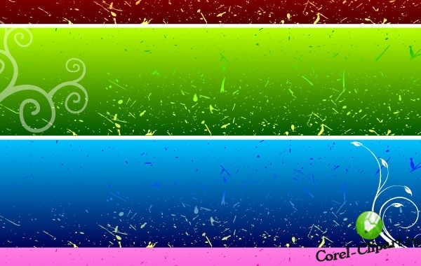 4 разноцветных прямоугольных баннера в векторе