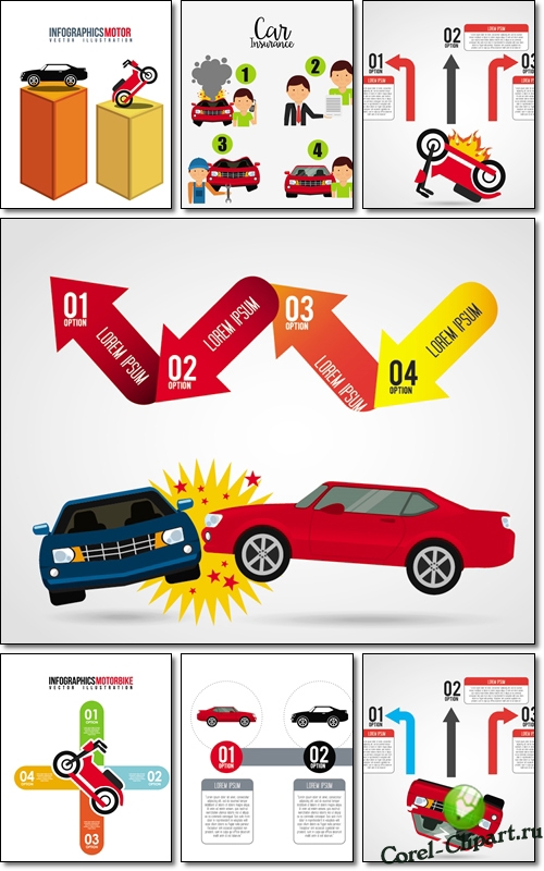 Инфографика с автомобилем в векторе