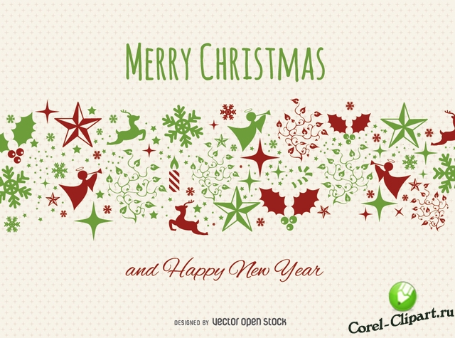 Счатливого Нового года и Рождества - открытка в векторе