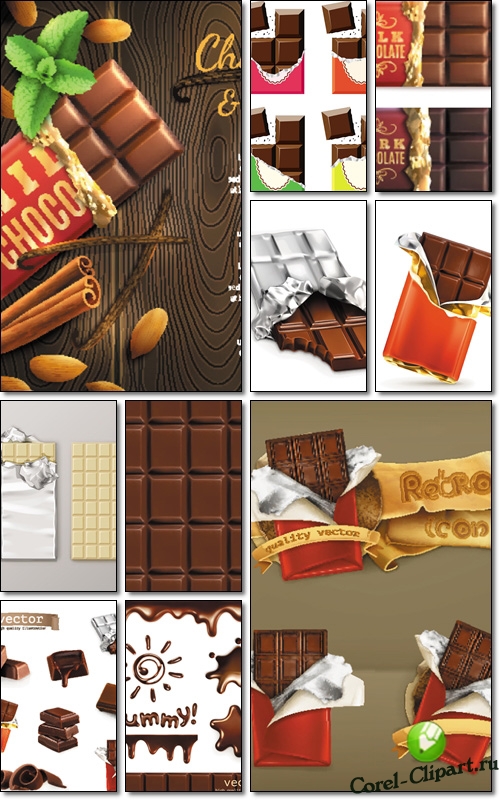 Коллекция шоколада с оберткой в векторе