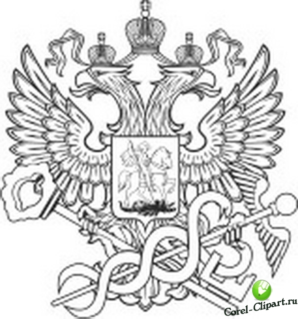 герб ФНС, федеральная налоговая служба в векторе ЧБ