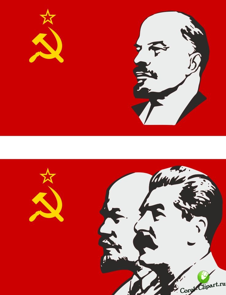 Флаг СССР с  В.И. Ленин и И.В. Сталин в векторе