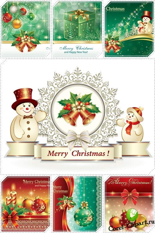 Рождественские открытки в векторе